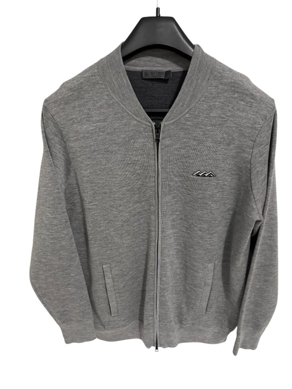 G/FORE Full Zip Wool Sweater Mens Size XL Logo Skull on Back Gray